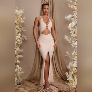 Etta Halterneck Cut Out Maxi Dress in Cream